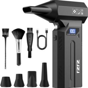 Plumero de Aire Comprimido, Soplador de Aire Eléctrico Potente de 150000RPM, Soplador de Aire Inalámbrico Ajustable de 4 Engranajes con Luz LED, Soplador de Polvo Recargable para Computadora